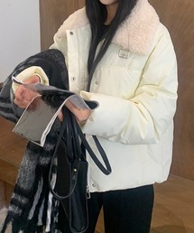 襟ボアショート丈中綿ブルゾン