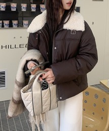 Diosfront（ディオスフロント）の「襟ボアショート丈中綿ブルゾン（ブルゾン）」