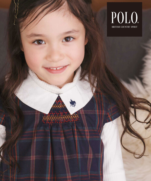 SLAP SLIP（スラップスリップ）の「【POLO BCS(ポロ・ビーシーエス)×SLAP SLIPコラボ】【お揃い】襟付きスモッキング腰タブチェックジャンパースカート(80~130cm)（ワンピース・キッズ・ベージュ系その他/ブルー系その他2・80ｃｍ/130cm/100cm/110cm/90cm/120cm）」の4枚目の写真