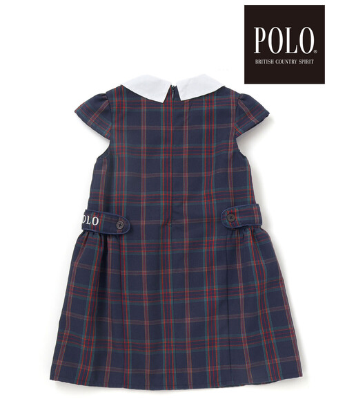 SLAP SLIP（スラップスリップ）の「【POLO BCS(ポロ・ビーシーエス)×SLAP SLIPコラボ】【お揃い】襟付きスモッキング腰タブチェックジャンパースカート(80~130cm)（ワンピース・キッズ・ベージュ系その他/ブルー系その他2・80ｃｍ/130cm/100cm/110cm/90cm/120cm）」の7枚目の写真