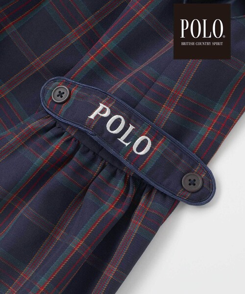 SLAP SLIP（スラップスリップ）の「【POLO BCS(ポロ・ビーシーエス)×SLAP SLIPコラボ】【お揃い】襟付きスモッキング腰タブチェックジャンパースカート(80~130cm)（ワンピース・キッズ・ベージュ系その他/ブルー系その他2・80ｃｍ/130cm/100cm/110cm/90cm/120cm）」の9枚目の写真