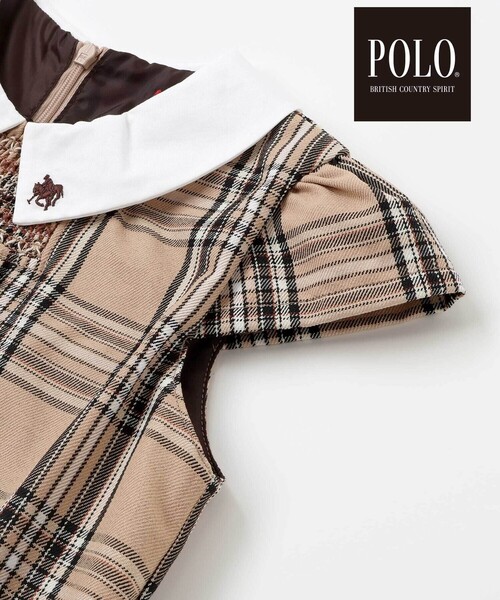 SLAP SLIP（スラップスリップ）の「【POLO BCS(ポロ・ビーシーエス)×SLAP SLIPコラボ】【お揃い】襟付きスモッキング腰タブチェックジャンパースカート(80~130cm)（ワンピース・キッズ・ベージュ系その他/ブルー系その他2・80ｃｍ/130cm/100cm/110cm/90cm/120cm）」の13枚目の写真