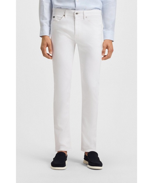 セール】Delaware スリムフィットジーンズ ホワイト ストレッチデニム