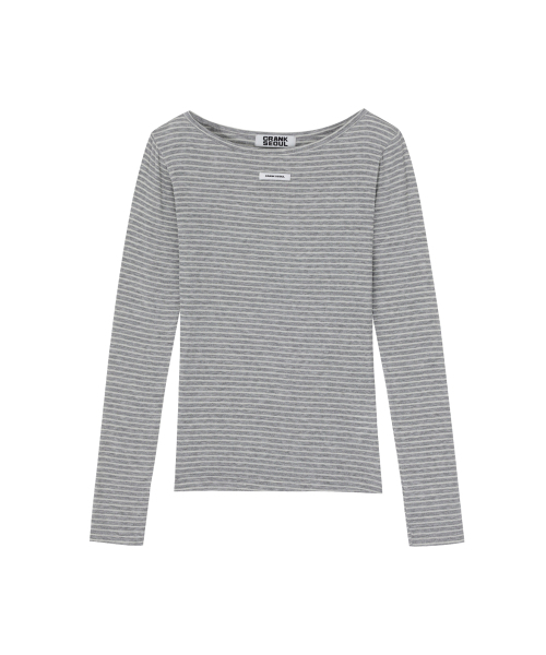 CRANK（クランク）の「ストライプベーシックボートネックトップ_グレー（Tシャツ/カットソー・レディース・その他・FREE）」の4枚目の写真