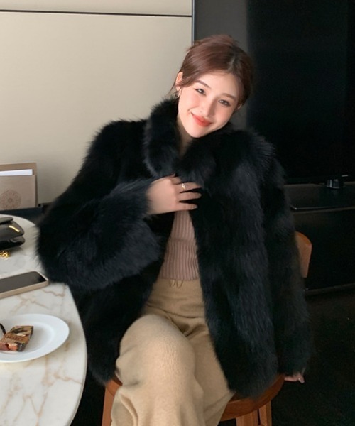 セール】フェイクファーボリュームジップアップブルゾン（ブルゾン