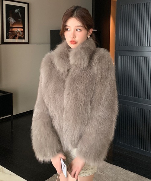 セール】フェイクファーボリュームジップアップブルゾン（ブルゾン