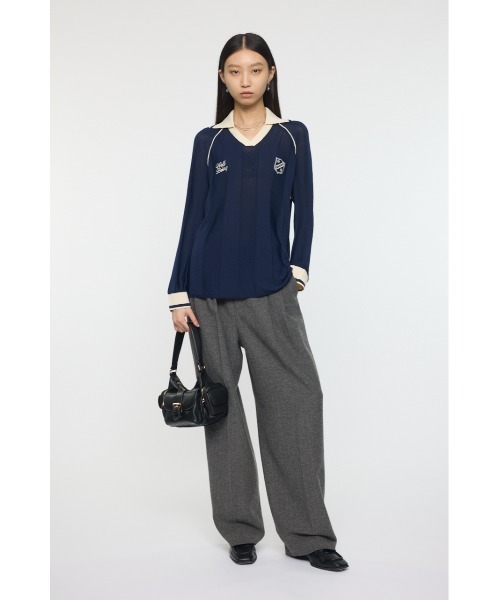 MOUSSY(マウジー)の「KNIT GAME シャツ(ニット/セーター・レディース・オフホワイト/バーガンディー/ダークネイビー・FREE)」の5枚目の写真