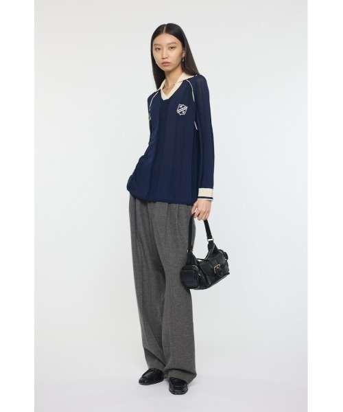 MOUSSY(マウジー)の「KNIT GAME シャツ(ニット/セーター・レディース・オフホワイト/バーガンディー/ダークネイビー・FREE)」の6枚目の写真