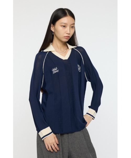 MOUSSY(マウジー)の「KNIT GAME シャツ(ニット/セーター・レディース・オフホワイト/バーガンディー/ダークネイビー・FREE)」の7枚目の写真