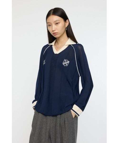 MOUSSY(マウジー)の「KNIT GAME シャツ(ニット/セーター・レディース・オフホワイト/バーガンディー/ダークネイビー・FREE)」の8枚目の写真