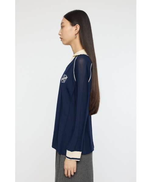 MOUSSY(マウジー)の「KNIT GAME シャツ(ニット/セーター・レディース・オフホワイト/バーガンディー/ダークネイビー・FREE)」の9枚目の写真