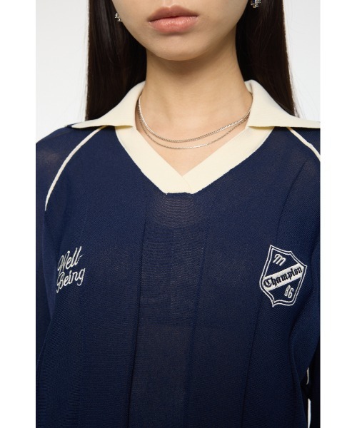 MOUSSY(マウジー)の「KNIT GAME シャツ(ニット/セーター・レディース・オフホワイト/バーガンディー/ダークネイビー・FREE)」の11枚目の写真