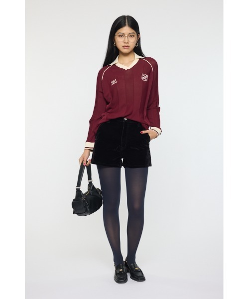 MOUSSY(マウジー)の「KNIT GAME シャツ(ニット/セーター・レディース・オフホワイト/バーガンディー/ダークネイビー・FREE)」の19枚目の写真