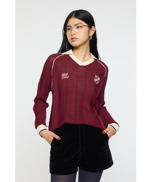 MOUSSY(マウジー)の「KNIT GAME シャツ(ニット/セーター・レディース・オフホワイト/バーガンディー/ダークネイビー・FREE)」の21枚目の写真