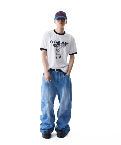 AAKAM（アーカム）の「Knee Pin-tuck Washed Denim Pants (Blue)（デニムパンツ・レディース・その他・1/2）」の12枚目の写真