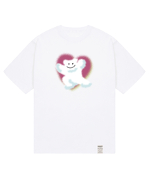 [ユニセックス]スプレーベアビッグクラウドスマイル半袖Tシャツ_ホワイト