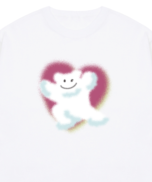 GRAVER（グレーバー）の「[ユニセックス]スプレーベアビッグクラウドスマイル半袖Tシャツ_ホワイト（Tシャツ/カットソー・レディース・ホワイト・SMALL/MEDIUM/LARGE/X-LARGE）」の4枚目の写真