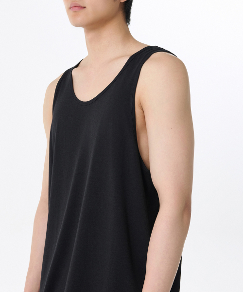 MUSINSA STANDARD（ムシンサスタンダード）の「リラックスドCRタンクトップ[ブラック]（Tシャツ/カットソー・メンズ・その他・SMALL/MEDIUM/LARGE/X-LARGE/XX-LARGE/XXX-LARGE）」の3枚目の写真
