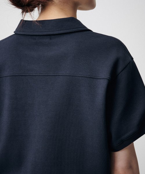 MUSINSA STANDARD WOMAN（ムシンサスタンダードウーマン）の「ウィメンズダブルニットカラー半袖スウェットシャツ[ネイビー]（スウェット・レディース・その他・SMALL/MEDIUM/LARGE/X-SMALL）」の4枚目の写真