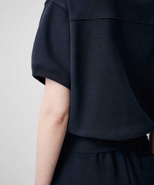 MUSINSA STANDARD WOMAN（ムシンサスタンダードウーマン）の「ウィメンズダブルニットカラー半袖スウェットシャツ[ネイビー]（スウェット・レディース・その他・SMALL/MEDIUM/LARGE/X-SMALL）」の5枚目の写真