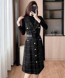 ウエストベルト ワンピース チェック柄」に該当するファッション通販