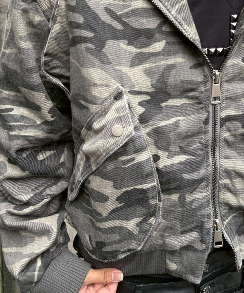 Never mind the XU（ネバーマインドザエックスユー）の「【Never mind the XU】camouflage zip up jacket / 【ネバーマインド ザ エックスユー】カモフラージュジップアップフードジャケット（ブルゾン・メンズ・グレー系カモフラージュ・M/L）」の18枚目の写真