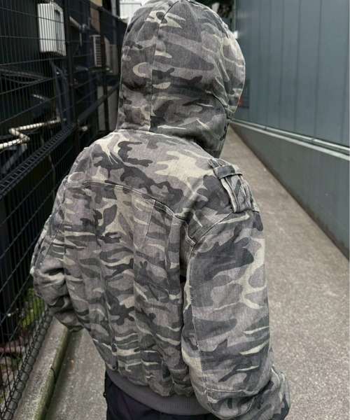 Never mind the XU（ネバーマインドザエックスユー）の「【Never mind the XU】camouflage zip up jacket / 【ネバーマインド ザ エックスユー】カモフラージュジップアップフードジャケット（ブルゾン・メンズ・グレー系カモフラージュ・M/L）」の19枚目の写真
