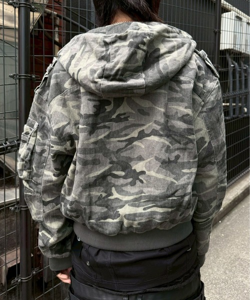Never mind the XU（ネバーマインドザエックスユー）の「【Never mind the XU】camouflage zip up jacket / 【ネバーマインド ザ エックスユー】カモフラージュジップアップフードジャケット（ブルゾン・メンズ・グレー系カモフラージュ・M/L）」の13枚目の写真