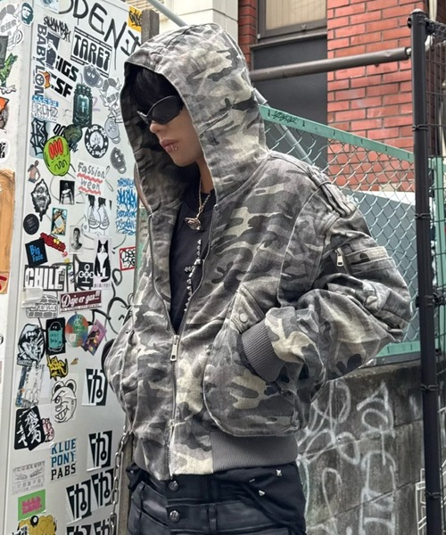Never mind the XU（ネバーマインドザエックスユー）の「【Never mind the XU】camouflage zip up jacket / 【ネバーマインド ザ エックスユー】カモフラージュジップアップフードジャケット（ブルゾン・メンズ・グレー系カモフラージュ・M/L）」の10枚目の写真