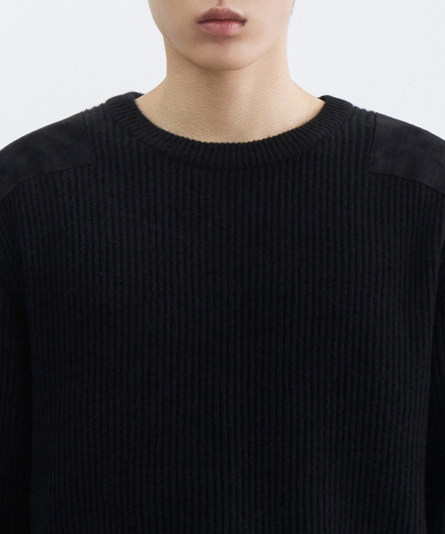 MUSINSA STANDARD（ムシンサスタンダード）の「リブドコマンドニット[ブラック]（ニット/セーター・メンズ・その他・SMALL/MEDIUM/LARGE/X-LARGE/XX-LARGE）」の4枚目の写真