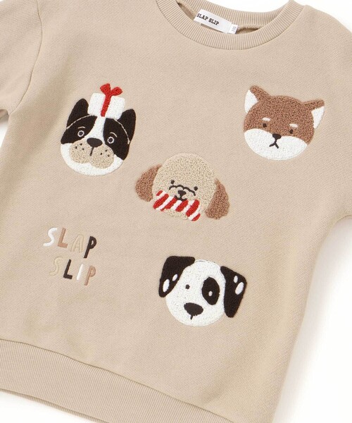 SLAP SLIP（スラップスリップ）の「【裏起毛】はたらくくるまイヌ恐竜サガラ刺しゅうトレーナー(80~130cm)（スウェット・キッズ・グレー/ネイビー/ベージュ・100cm/90cm/80ｃｍ/130cm/120cm/110cm）」の10枚目の写真