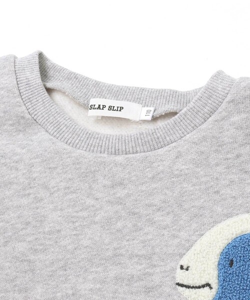 SLAP SLIP（スラップスリップ）の「【裏起毛】はたらくくるまイヌ恐竜サガラ刺しゅうトレーナー(80~130cm)（スウェット・キッズ・グレー/ネイビー/ベージュ・100cm/90cm/80ｃｍ/130cm/120cm/110cm）」の12枚目の写真