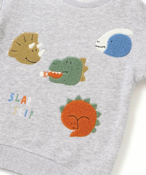SLAP SLIP（スラップスリップ）の「【裏起毛】はたらくくるまイヌ恐竜サガラ刺しゅうトレーナー(80~130cm)（スウェット・キッズ・グレー/ネイビー/ベージュ・100cm/90cm/80ｃｍ/130cm/120cm/110cm）」の13枚目の写真