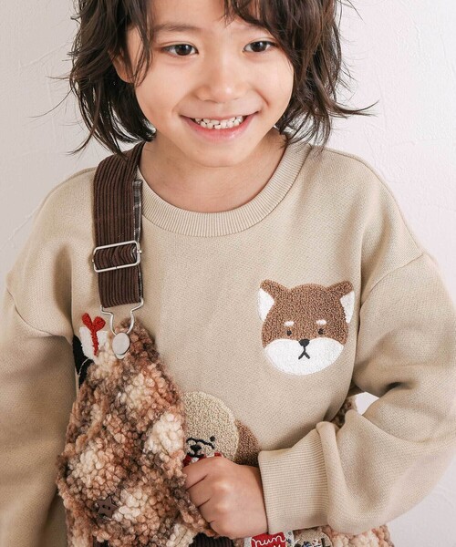 SLAP SLIP（スラップスリップ）の「【裏起毛】はたらくくるまイヌ恐竜サガラ刺しゅうトレーナー(80~130cm)（スウェット・キッズ・グレー/ネイビー/ベージュ・100cm/90cm/80ｃｍ/130cm/120cm/110cm）」の20枚目の写真