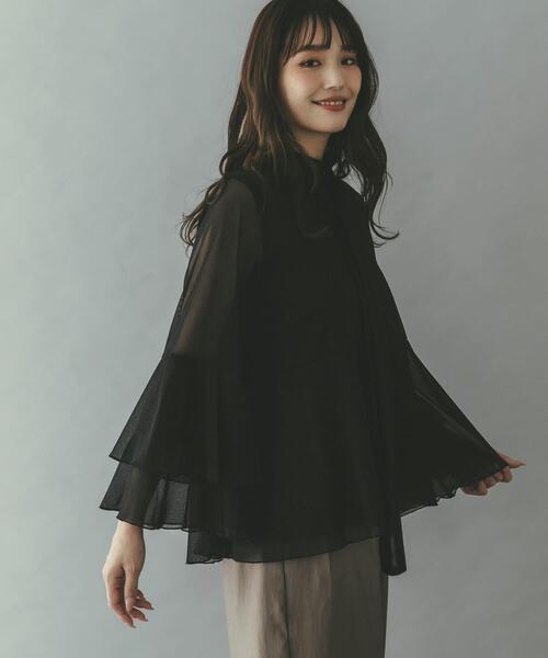 アーバンリサーチ ロッソ（URBAN RESEARCH ROSSO）/シアーラメチュールフレアスリーブブラウス セール】シアーラメチュールフレアスリーブブラウス（シャツ/ブラウス