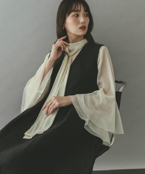 アーバンリサーチ ロッソ（URBAN RESEARCH ROSSO）/シアーラメチュールフレアスリーブブラウス セール】シアーラメチュールフレアスリーブブラウス（シャツ/ブラウス