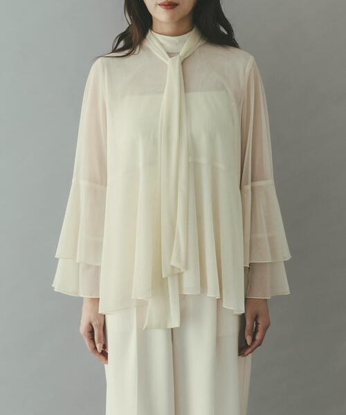 URBAN RESEARCH ROSSO WOMEN（アーバンリサーチ　ロッソ）の「シアーラメチュールフレアスリーブブラウス（シャツ/ブラウス・レディース・オフホワイト/ブラック・FREE）」の8枚目の写真