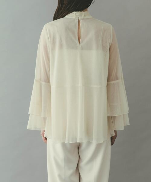 URBAN RESEARCH ROSSO WOMEN（アーバンリサーチ　ロッソ）の「シアーラメチュールフレアスリーブブラウス（シャツ/ブラウス・レディース・オフホワイト/ブラック・FREE）」の10枚目の写真