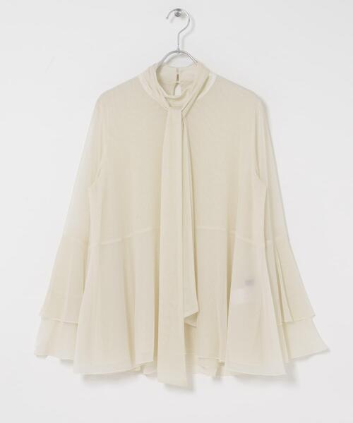 セール】シアーラメチュールフレアスリーブブラウス（シャツ/ブラウス