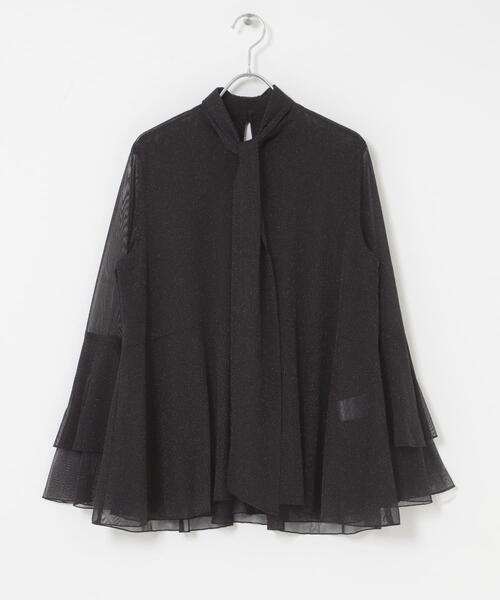 URBAN RESEARCH ROSSO WOMEN（アーバンリサーチ　ロッソ）の「シアーラメチュールフレアスリーブブラウス（シャツ/ブラウス・レディース・オフホワイト/ブラック・FREE）」の21枚目の写真