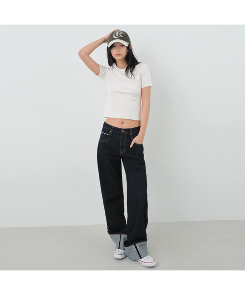 CITYBREEZE(シティブリーズ)の「セルビッジターンアップデニムパンツ_INDIGO(デニムパンツ・レディース・ダークブルー・LARGE/MEDIUM/SMALL)」の1枚目の写真