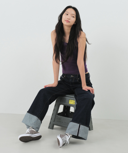 CITYBREEZE(シティブリーズ)の「セルビッジターンアップデニムパンツ_INDIGO(デニムパンツ・レディース・ダークブルー・LARGE/MEDIUM/SMALL)」の3枚目の写真