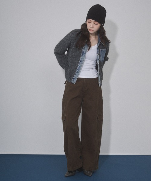 ENVYM(アンビー)の「デニムレイヤードニットジャケット(その他アウター・レディース・ホワイト/グレー/ネイビー・FREE)」の16枚目の写真