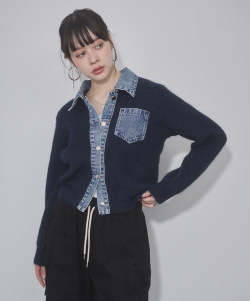ENVYM(アンビー)の「デニムレイヤードニットジャケット(その他アウター・レディース・ホワイト/グレー/ネイビー・FREE)」の20枚目の写真