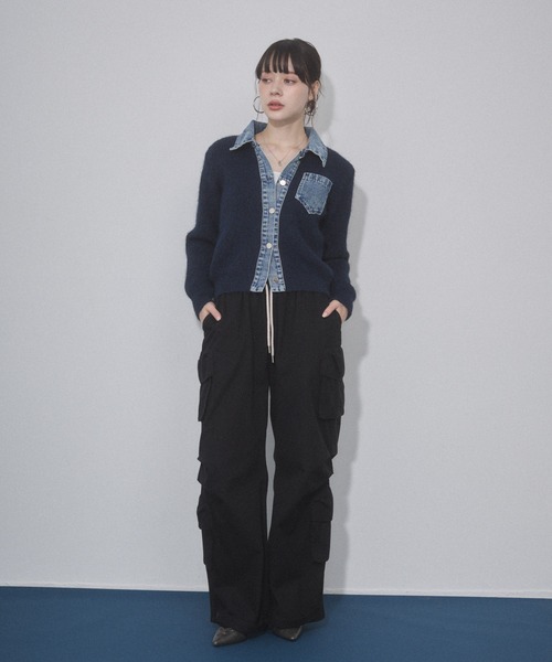 ENVYM(アンビー)の「デニムレイヤードニットジャケット(その他アウター・レディース・ホワイト/グレー/ネイビー・FREE)」の13枚目の写真