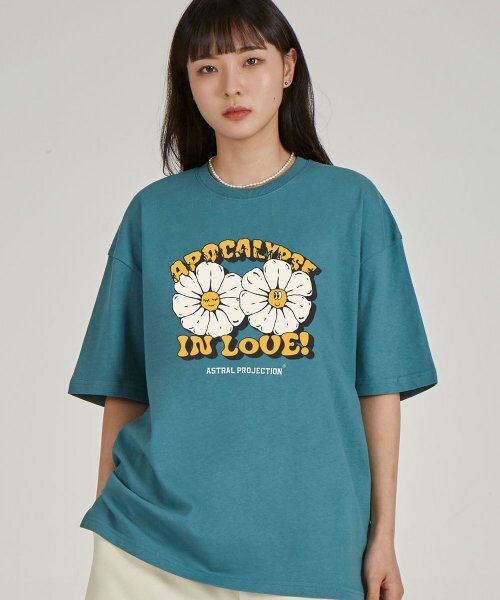 ASTRAL PROJECTION(アストラルプロジェクション)の「アポカリプスデイジー ラウンドネック 15番手コットン 半袖Tシャツ_ブルーグリーン(Tシャツ/カットソー・レディース・その他・LARGE/X-LARGE)」の1枚目の写真