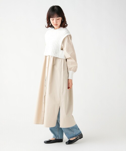 BEAMS HEART(ビームスハート)の「ニット × ドッキング ワンピース(ワンピース・レディース・ホワイト系その他5/ブラック/オフホワイト・FREE)」の8枚目の写真