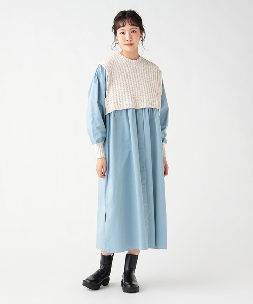 BEAMS HEART(ビームスハート)の「ニット × ドッキング ワンピース(ワンピース・レディース・ホワイト系その他5/ブラック/オフホワイト・FREE)」の10枚目の写真