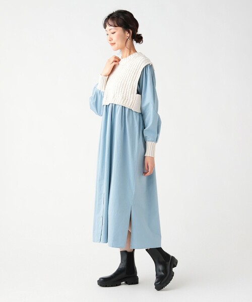 BEAMS HEART(ビームスハート)の「ニット × ドッキング ワンピース(ワンピース・レディース・ホワイト系その他5/ブラック/オフホワイト・FREE)」の11枚目の写真