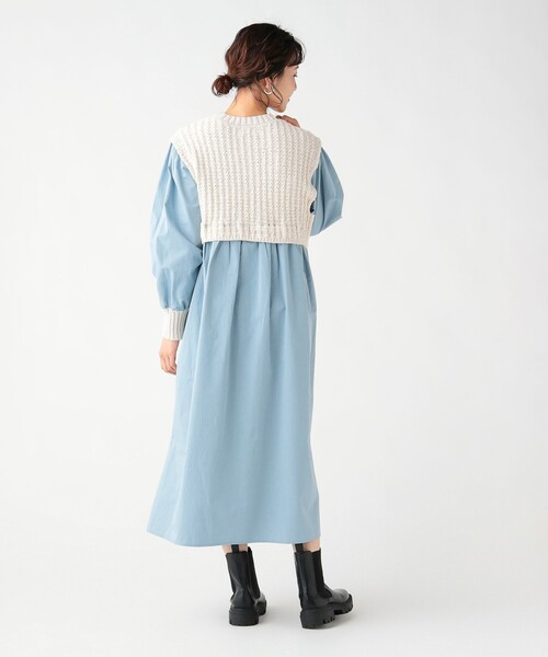 BEAMS HEART(ビームスハート)の「ニット × ドッキング ワンピース(ワンピース・レディース・ホワイト系その他5/ブラック/オフホワイト・FREE)」の12枚目の写真